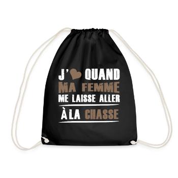 j'aime quand ma femme me laisse aller a la chasse - Sac de sport léger - noir - Devant