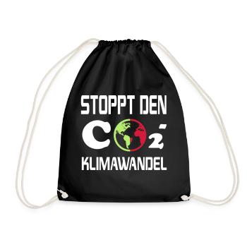 Klimawandel CO2 Stoppen Klimaschutz Erde Stoppen - Turnbeutel - Schwarz - Vorne