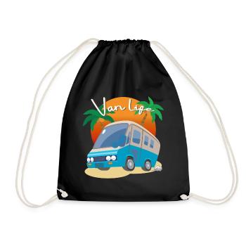 Van Life, RV, Camping Vacation - Drawstring Bag - black - Front