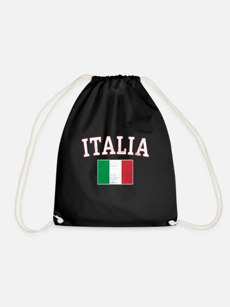 Italia Flag italy rome italian - Drawstring Bag - black