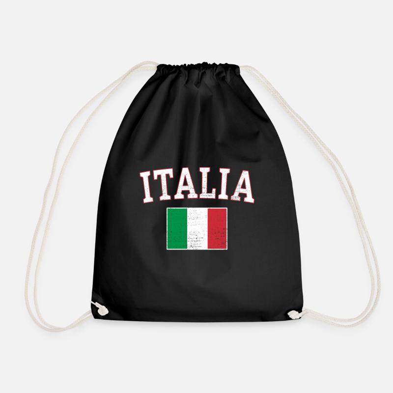 Italia Flag italy rome italian - Drawstring Bag - black