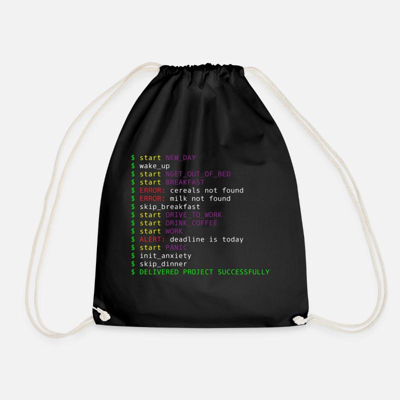 New day Programming Informatic Geschenk Spruch - Turnbeutel - Schwarz