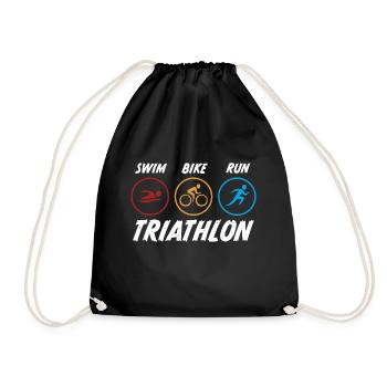 swim bike run triathlon - Turnbeutel - Schwarz - Vorne