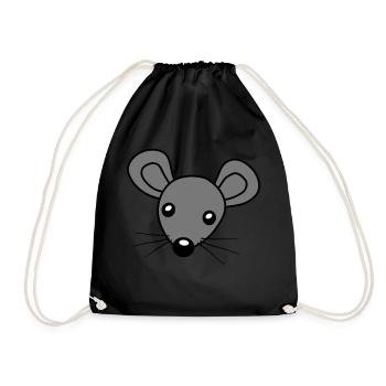 Mouse Head Clipart - Drawstring Bag - black - Front