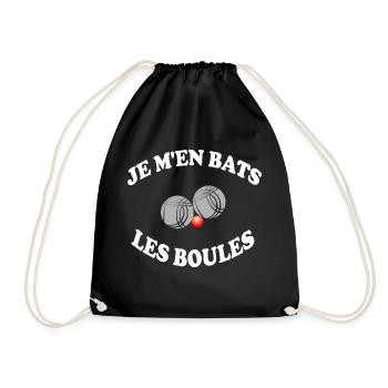 Je m'en bats les boules ! humour pétanque cadeau - Sac de sport léger - noir - Devant