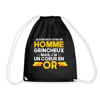je suis homme grincheux mais j'ai un coeur en or - Sac de sport léger - noir - Devant