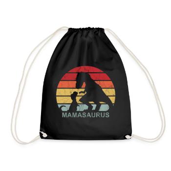 Mamasaurus Mama Dino Mother Gift - Drawstring Bag - black - Front