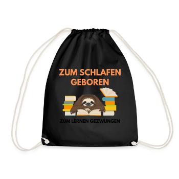 Schlafen und Lernen - Turnbeutel - Schwarz - Vorne