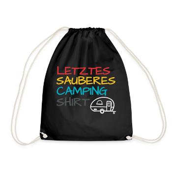 Lustiger Camper Camping Spruch - Turnbeutel - Schwarz - Vorne