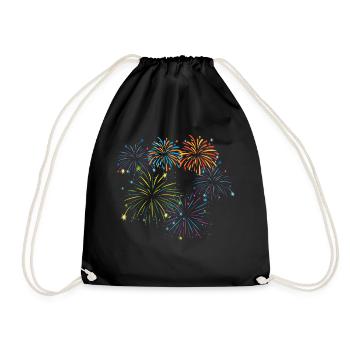 fireworks new year's eve firecracker rockets - Drawstring Bag - black - Front