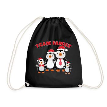 équipe famille pingouin famille conifère de Noël - Sac de sport léger - noir - Devant