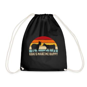 goats make me happy - Drawstring Bag - black - Front