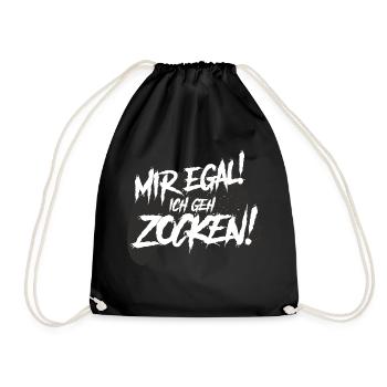 mir egal ich geh zocken, gamer, computer, fun - Turnbeutel - Schwarz - Vorne