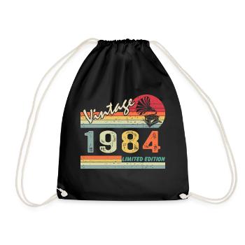 Vintage Grammophon 38. Geburtstag 1984 38 Jahre alt - Turnbeutel - Schwarz - Vorne