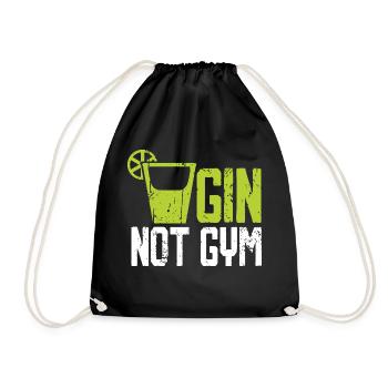 Gin not Gym Gin Liebhaber Geschenkidee Gin - Turnbeutel - Schwarz - Vorne