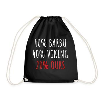 40% Barbu 40% Viking 20% Ours Homme Père Papy pépé - Sac de sport léger - noir - Devant