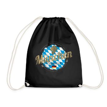 München Bayern Vintage City Deutschland Souvenir - Turnbeutel - Schwarz - Vorne