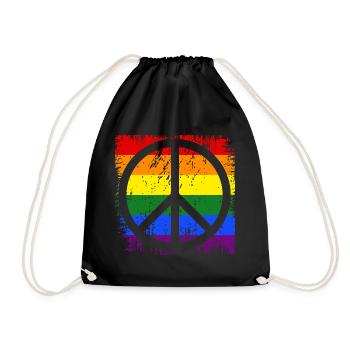 Peace Sign Rainbow - Drawstring Bag - black - Front