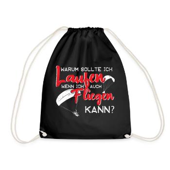 Paraglider Gleitschirmflieger Warum laufen? - Turnbeutel - Schwarz - Vorne