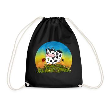 Cow - Drawstring Bag - black - Front