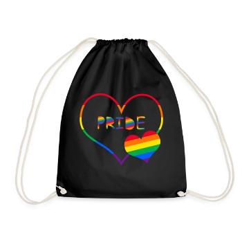 Love Heart LGBT rainbow Pride - Drawstring Bag - black - Front