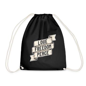 Love Freedom Peace. Love Freedom Tranquility - Drawstring Bag - black - Front