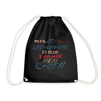 PLUS JE CONNAIS LES HUMAIS PLUS J aime mon chien - Sac de sport léger - noir - Devant