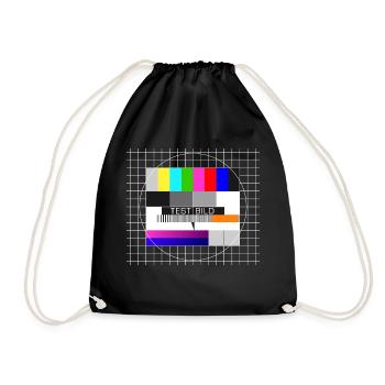 Test Image Television Screen Nostalgic Display - Drawstring Bag - black - Front