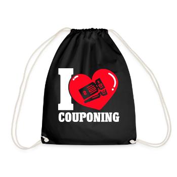 Gutschein Shopper Rabatt Couponer Rabattverkauf - Turnbeutel - Schwarz - Vorne