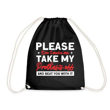 Handicap Amputee Amputation Prosthetic Leg - Drawstring Bag - black - Front