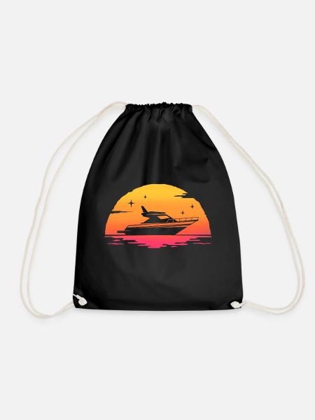 sunrise yacht marine ship boat yachting - Drawstring Bag - black