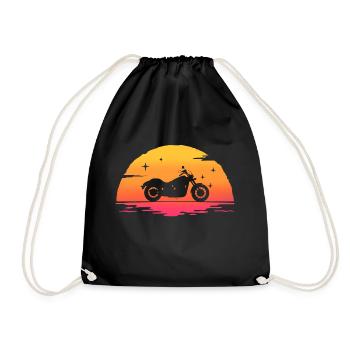 Sunrise Motorrad Cruiser Motorrad Motorrad Motorrad T-Shir - Turnbeutel - Schwarz - Vorne