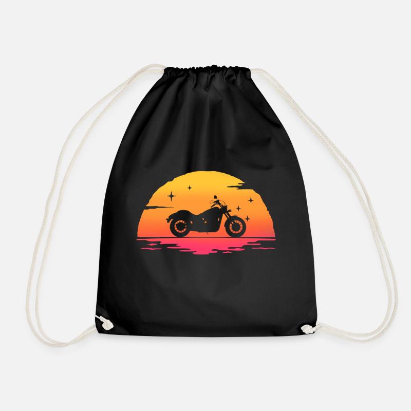 sunrise motorcycle cruiser motorcycle motorcycle motorcycle t-shir - Drawstring Bag - black