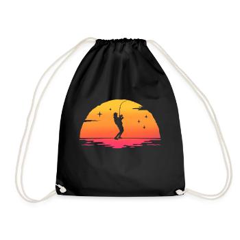 Sunrise Vintage Angeln T-Shirt Fischer Geschenk - Turnbeutel - Schwarz - Vorne