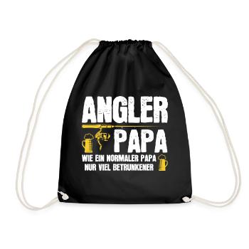 Angler Papa Angeln Fischen Geschenk - Turnbeutel - Schwarz - Vorne