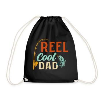 Reel Cool Dad Fisherman Angler - Drawstring Bag - black - Front