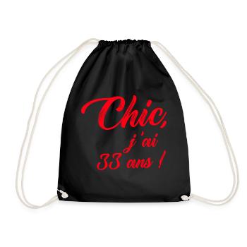 anniversaire chic j'ai 33 ans ! rouge - Sac de sport léger - noir - Devant