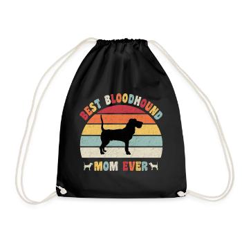 Best Bloodhound Mom ever dog lovers retro vintage - Drawstring Bag - black - Front