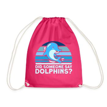 Dolphin Dolphin Lover Animal Dolphins Gift - Drawstring Bag - fuchsia - Front