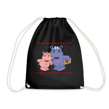 valentistag lettre hippo hippopotame amour chers enfants - Sac de sport léger - noir - Devant