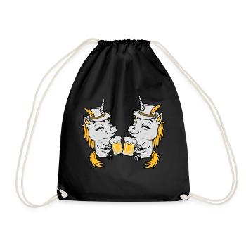 Unicorn Friends Beer Toast - Drawstring Bag - black - Front
