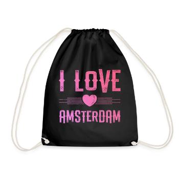 I Love Amsterdam - Drawstring Bag - black - Front