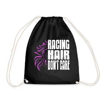 Racing Hair Don't Care Retro Funny Horse Racing - Drawstring Bag - black - Front