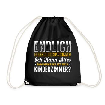 Endlich Geschieden Und Frei Ich Kann Alles Ähm Mam - Turnbeutel - Schwarz - Vorne