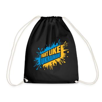 fight like ukrainians quote - Drawstring Bag - black - Front