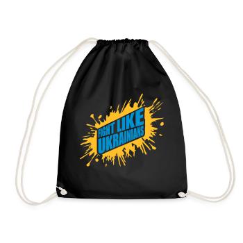 fight like ukrainians quote - Drawstring Bag - black - Front