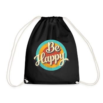 BE HAPPY - Turnbeutel - Schwarz - Vorne