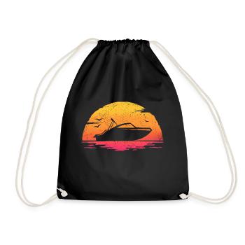 Außenborder Motorboot T-Shirt Yacht - Turnbeutel - Schwarz - Vorne