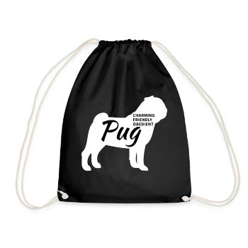Mops Hund Herrchen - Turnbeutel - Schwarz - Vorne