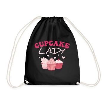 Lady White Pink Cupcake 25x - Drawstring Bag - black - Front